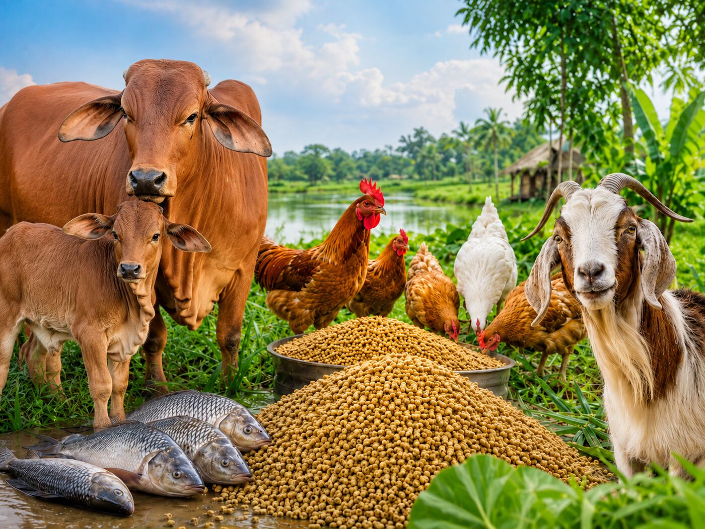 গবাদিপশু, মাছ ও পোল্ট্রি খাদ্য